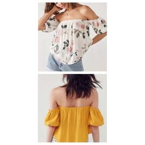 UO puff sleeve top (yellow)